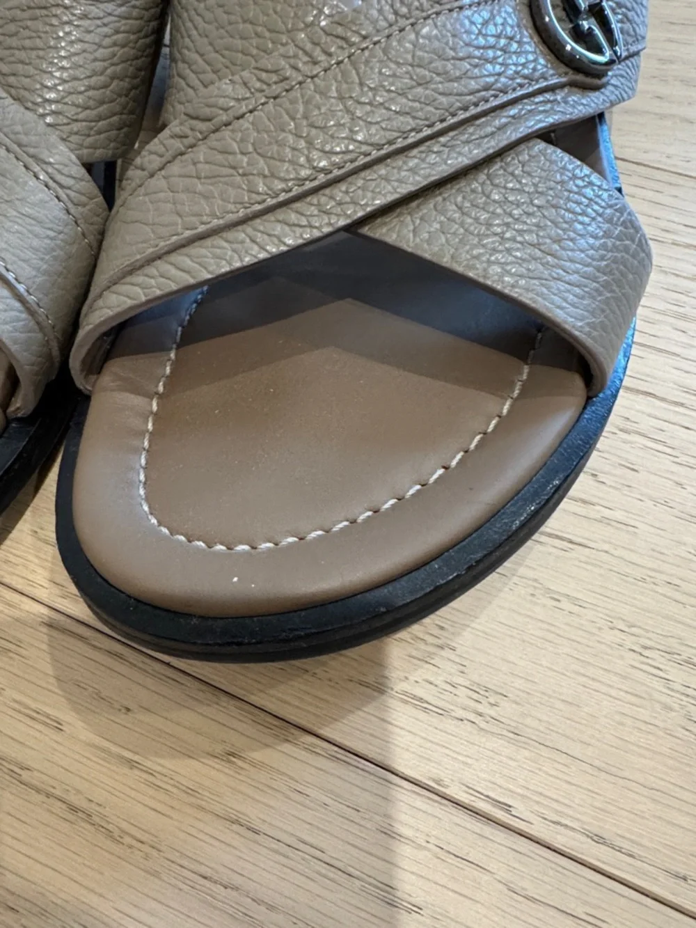 Giorgio Armani Taupe Leather Sandals Men size 8